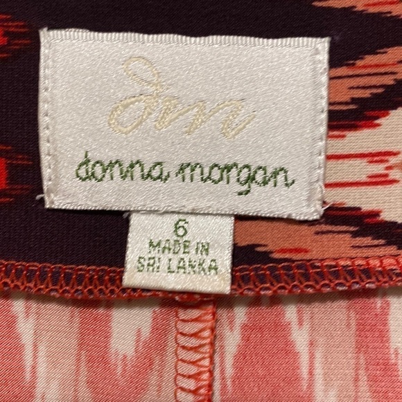 Donna Morgan Dresses | Red Aztec Printed Sheath Dress With a Boat Neck line | 6 - Picture 2 of 9